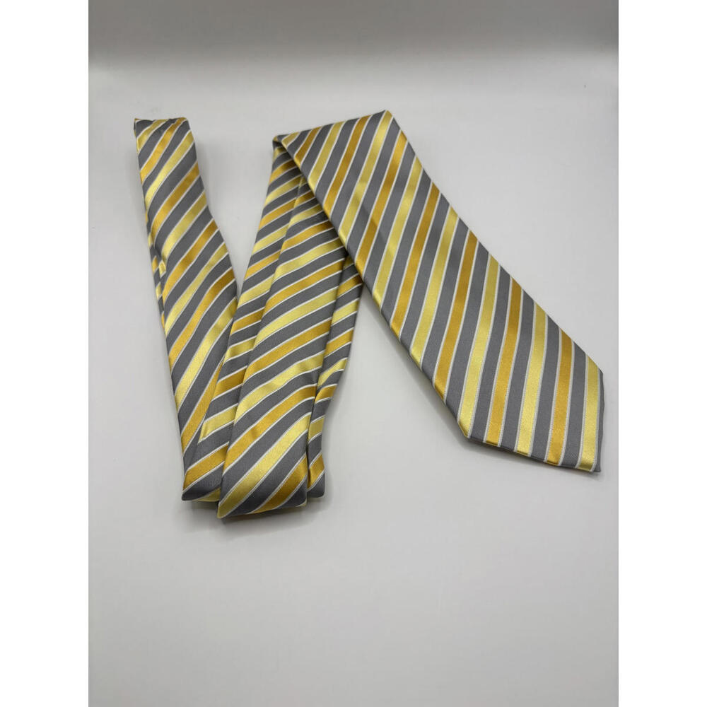 Geoffrey Beene Striped Men's Tie in Grey and Yellow
